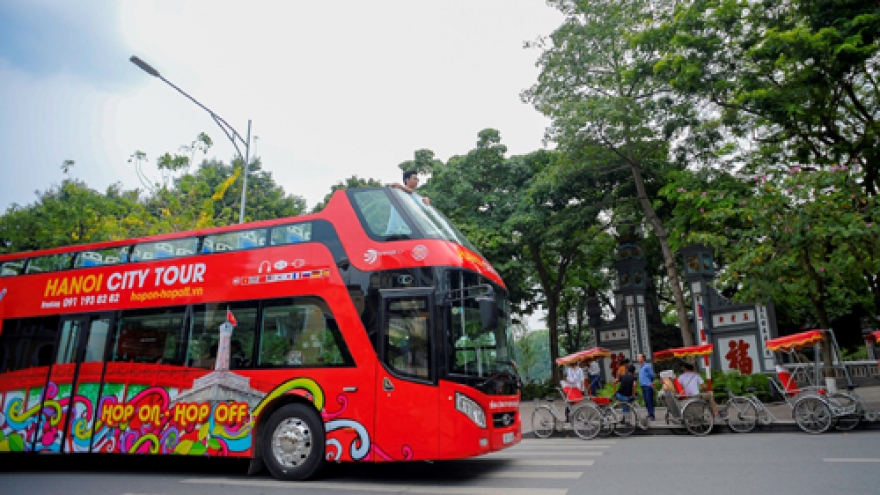 Hanoi attractions on double-decker bus tour