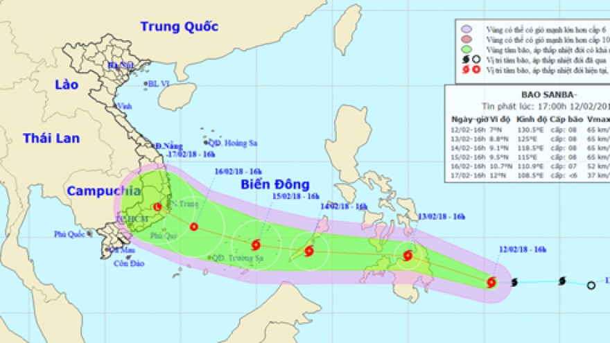 Tropical storm Sanba heads towards Vietnam