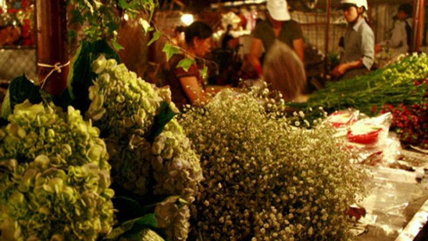 Quang Ba night flower market