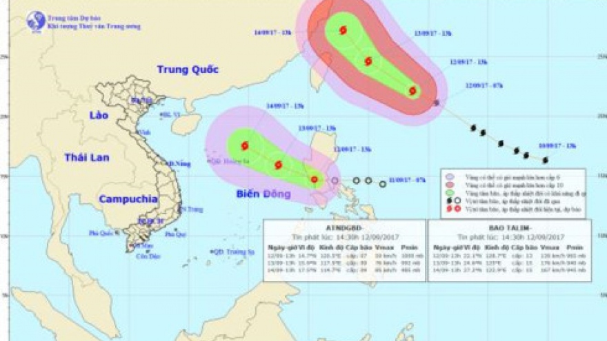 Typhoon Talim forms in the East Sea