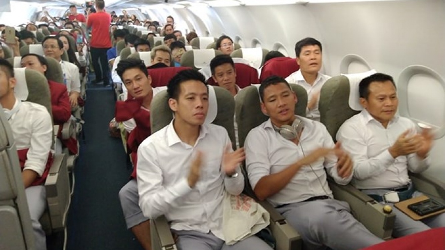 Vietnam Airlines aircraft designated to carry VN players back home