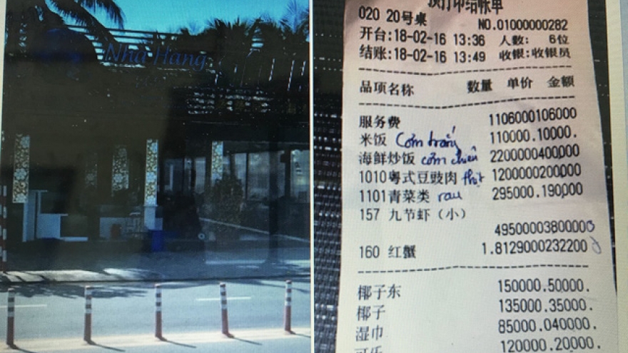 Da Nang restaurant overcharges diner with Chinese-language bill