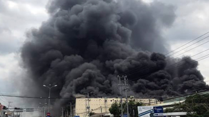 Massive fire destroys down factory in Can Tho