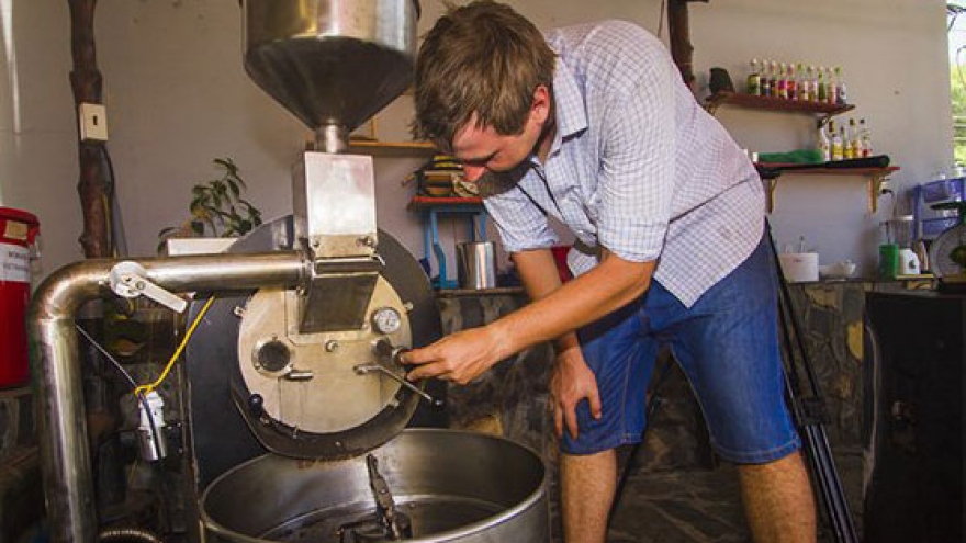 German man with his coffee business in Vietnam