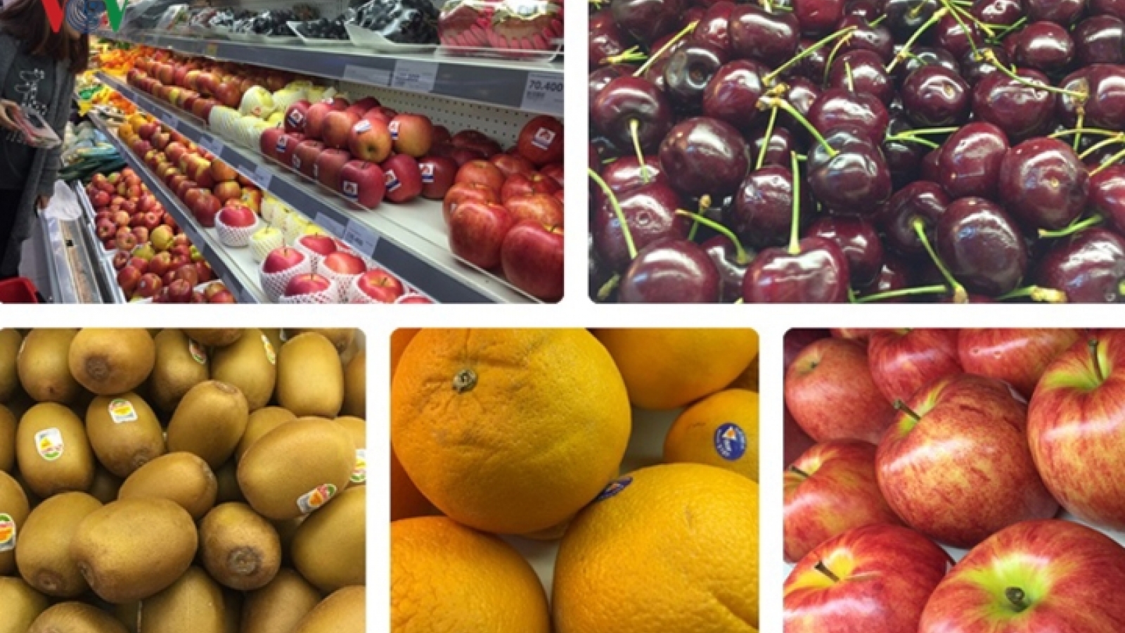 A range of imported fruit goes on sale before Tet