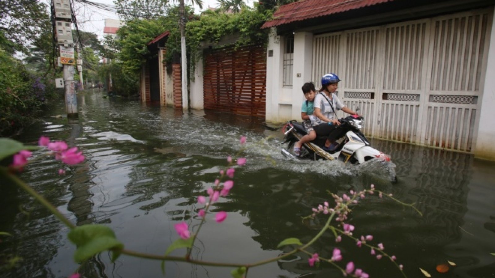 Hanoi houses submerged after typhoon Dianmu