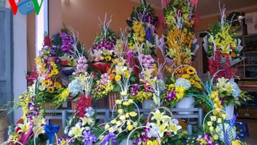 Bustling flower market on Women’s Day