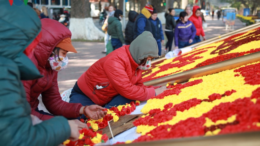 Sword Lake decorated for Tet