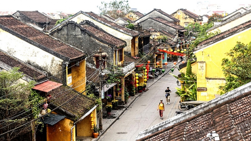 Flying over colorful Hoi An ancient town