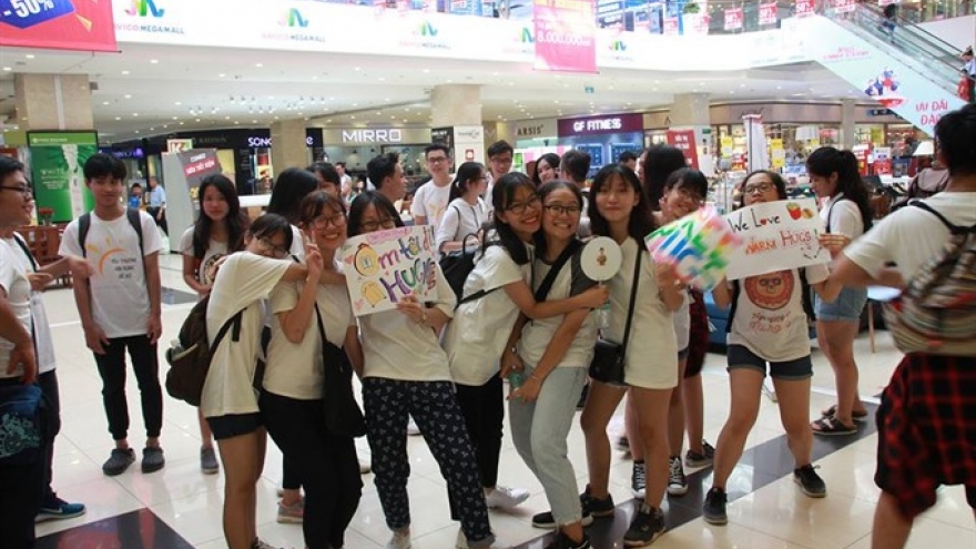 International free hug day in Hanoi