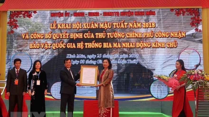 Hai Duong: Inscriptions carved on cliff recognised as national treasure