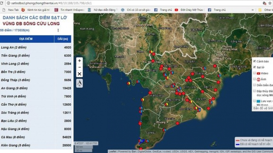 Landslides-erosions in Mekong Delta put on map