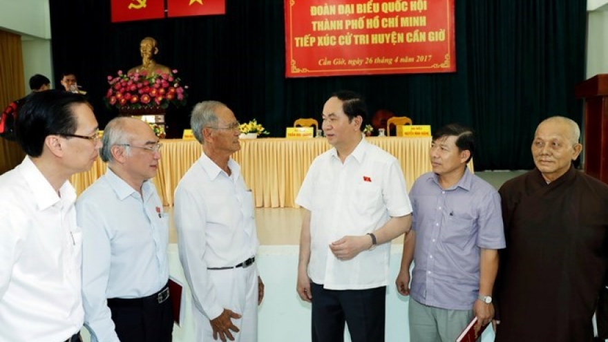 President meets Can Gio district’s constituents