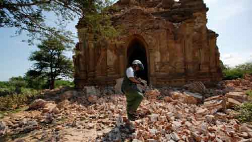 Myanmar sends police, soldiers to protect ancient temples damaged in quake