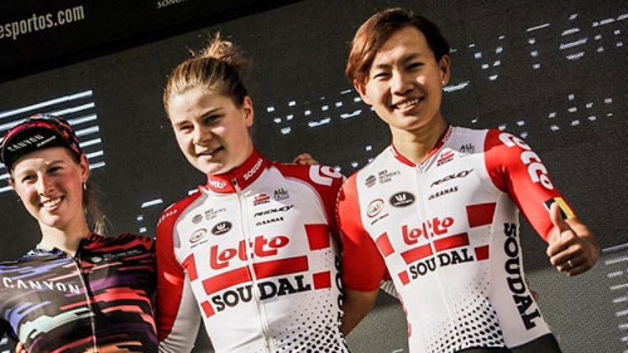 Cyclist Nguyen Thi That records third place finish in Spain