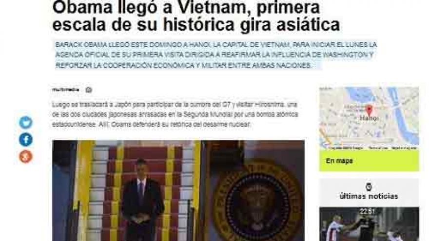 Argentine, Italian press highlight Obama’s Vietnam visit