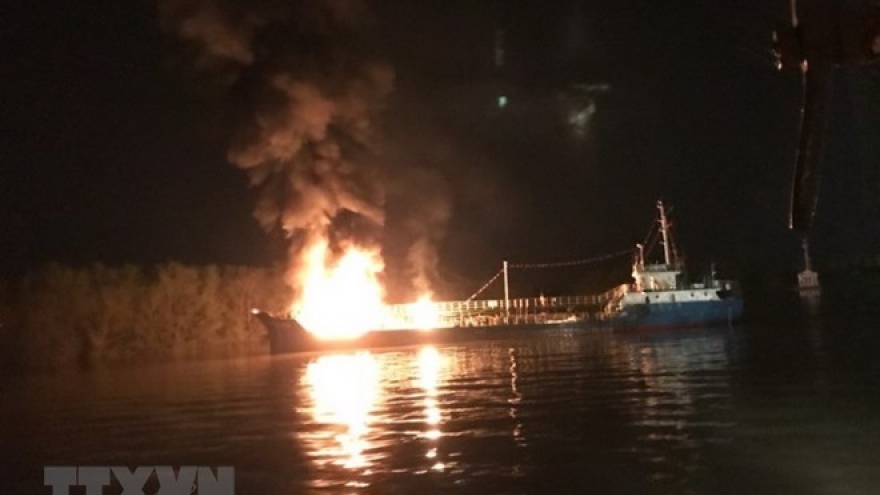 Firefighters stamp out tanker blaze in Hai Phong port city