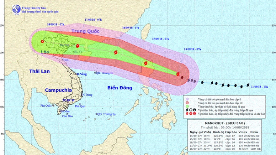 Super typhoon Mangkhut to hit Vietnam on Sept. 17