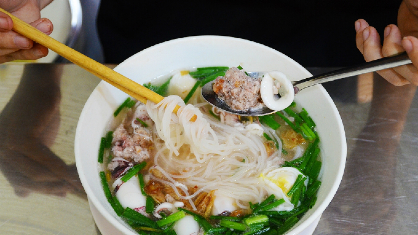 Saigon noodle soup with a tasty tentacle twist