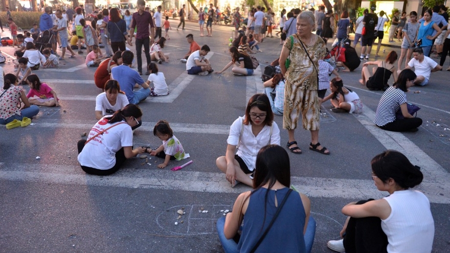 Bustling Hanoi walking streets