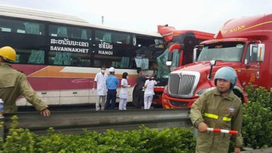 Officials: 10 taken to hospitals after 2 charter buses collide