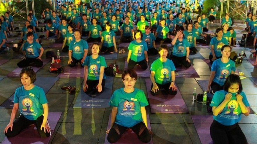 Vietnamese people celebrate International Yoga Day