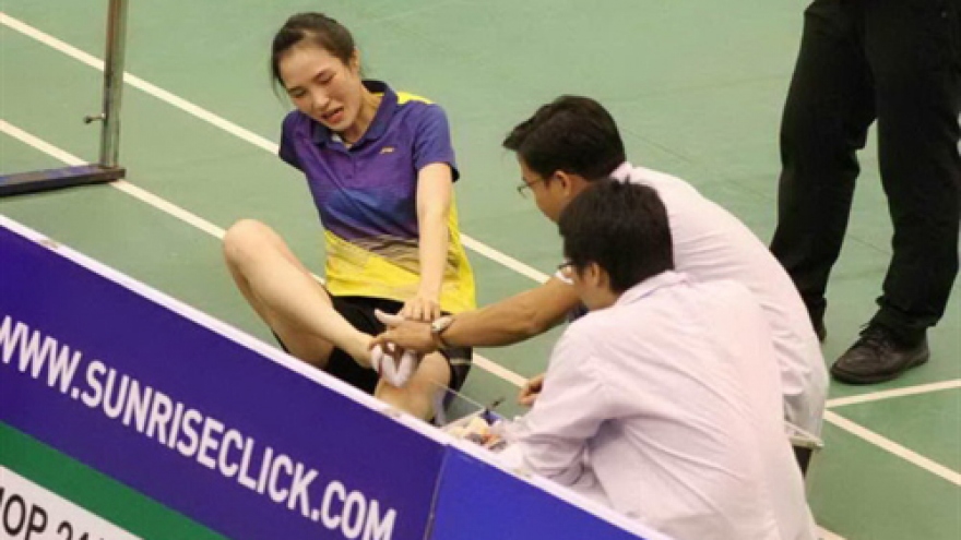 
        Trang out of Vietnam Open badminton event
                              