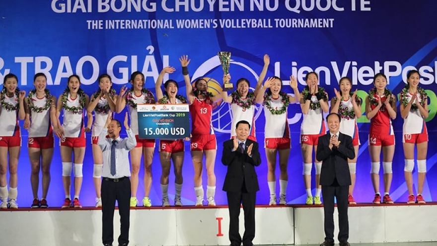 DPRK team triumphs at International Women’s Volleyball Tournament