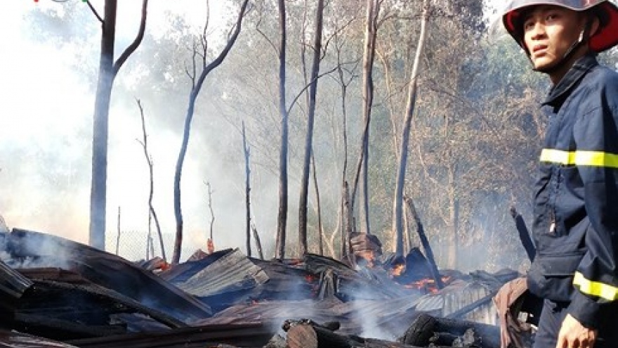 Fire rips through wood workshop in Gia Lai