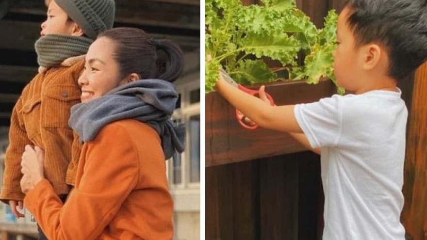 Tăng Thanh Hà khoe con trai nói chuyện bằng tiếng Anh lưu loát