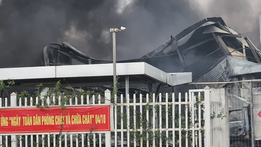 Ảnh: Hiện trường vụ cháy tại khu công nghiệp Yên Phong, Bắc Ninh
