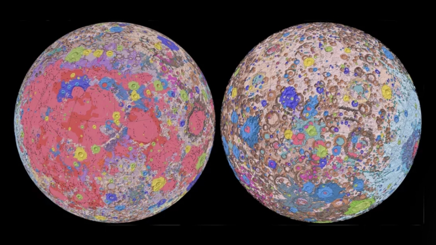 Mỹ công bố bản đồ địa chất thống nhất đầu tiên của Mặt trăng