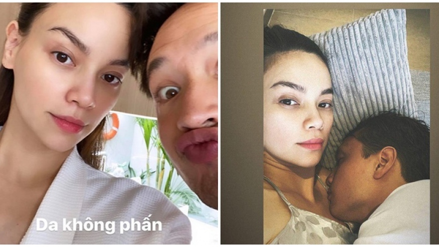 Gương mặt mộc đẹp không tì vết của Hồ Ngọc Hà tháng cuối thai kì