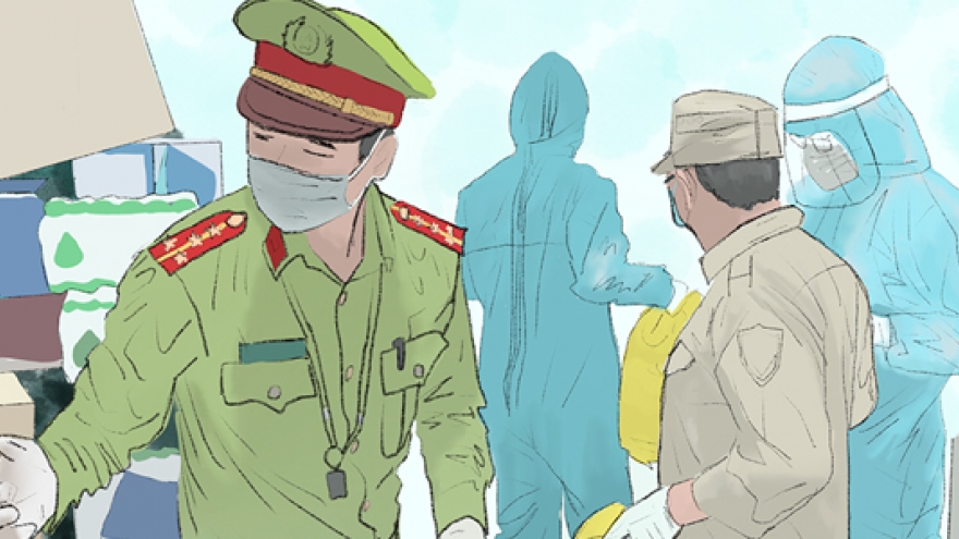 Cô gái Quảng Trị vẽ tranh về lực lượng chống dịch ở Đà Nẵng