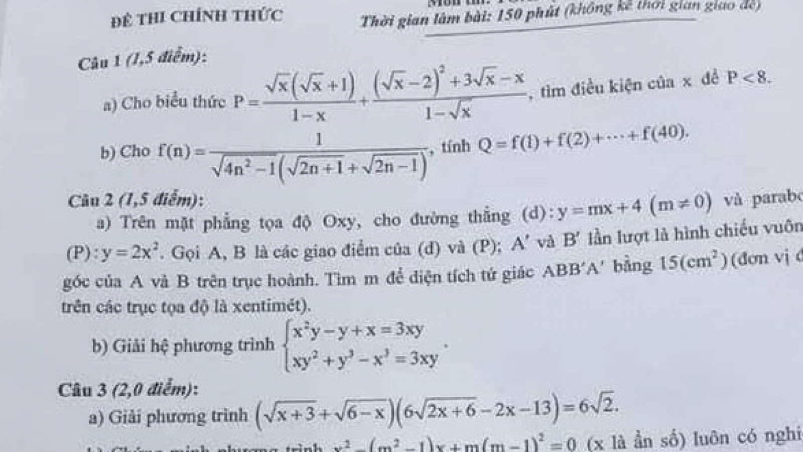 Đáp án đề thi chuyên Toán THPT Chuyên Quốc học Huế năm 2020