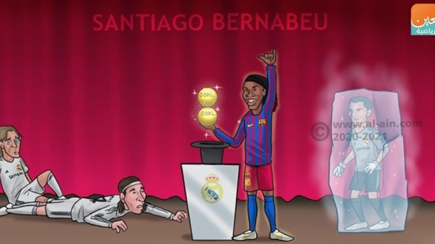 Biếm họa 24h: Ronaldinho và màn trình diễn ma thuật trước Real Madrid