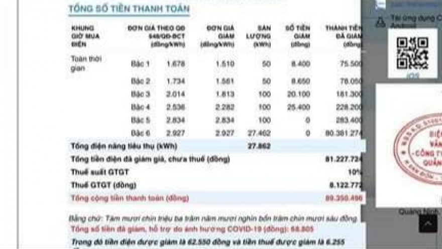 Gia đình 3 người tá hỏa vì nhận hóa đơn tiền điện gần 90 triệu đồng