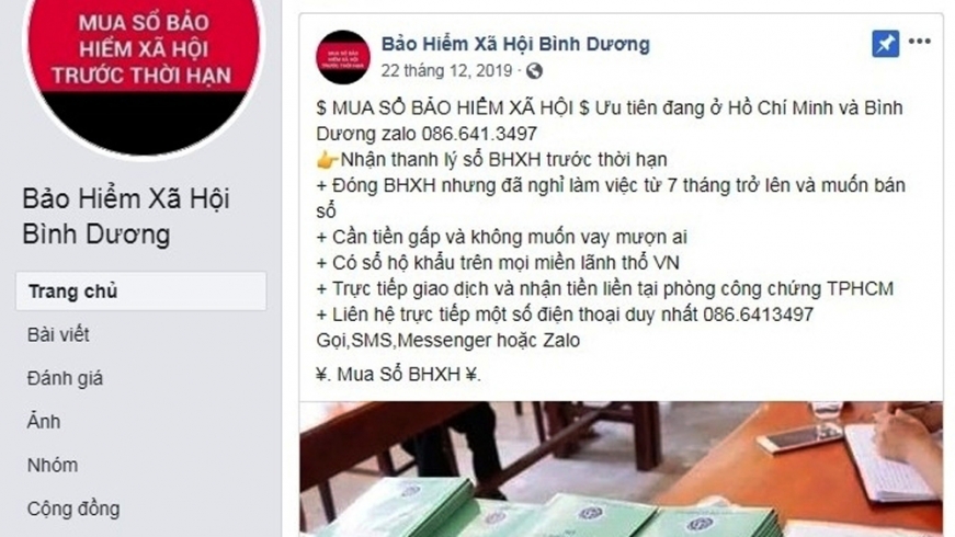 Mạo danh cơ quan bảo hiểm xã hội thu mua sổ bảo hiểm trục lợi