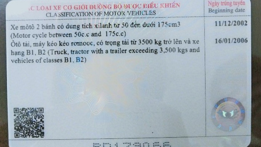 Từ 1/6 bằng lái xe sẽ phải có mã QR