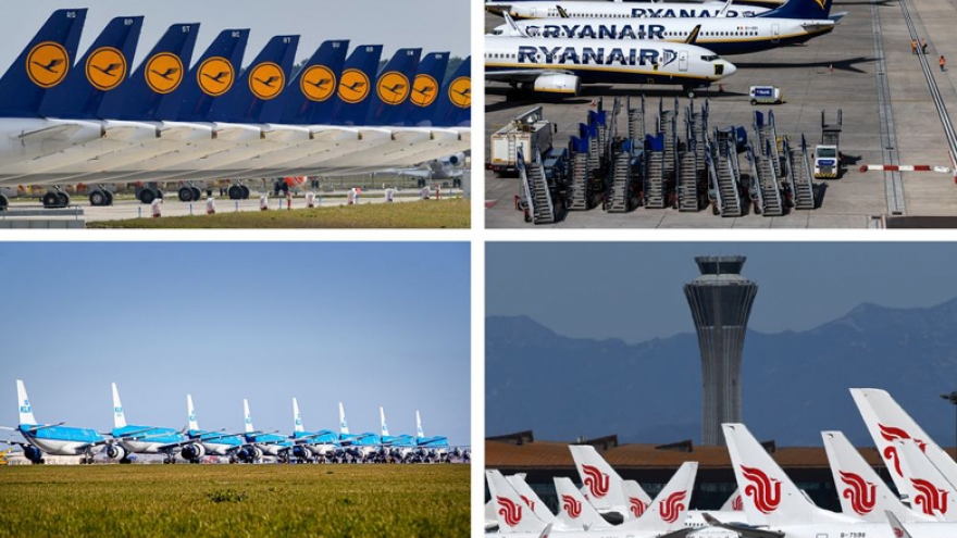 Hàng loạt máy bay “nằm bẹp” vì đại dịch Covid-19