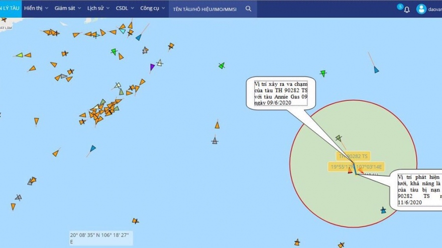 Tìm thấy vị trí tàu cá chở 4 thuyền viên bị đắm ở Vịnh Bắc Bộ