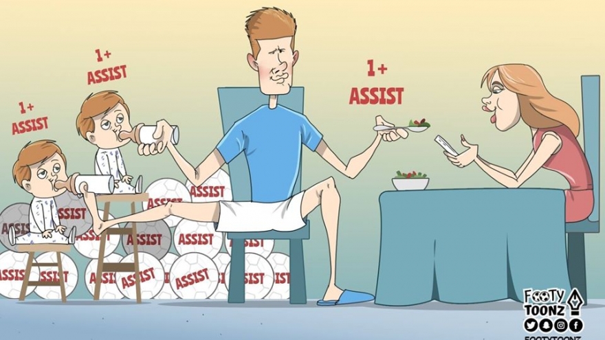 Biếm họa 24h: Kevin De Bruyne trổ tài kiến tạo ở...nhà