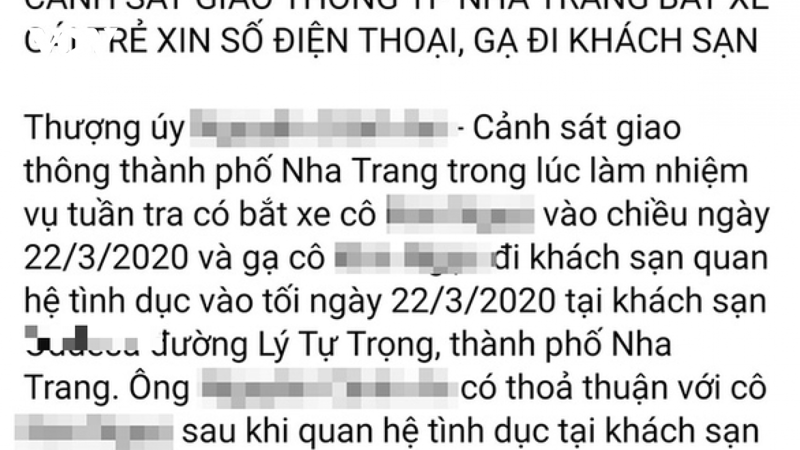Khánh Hòa xác minh thông tin CSGT gạ tình người vi phạm giao thông