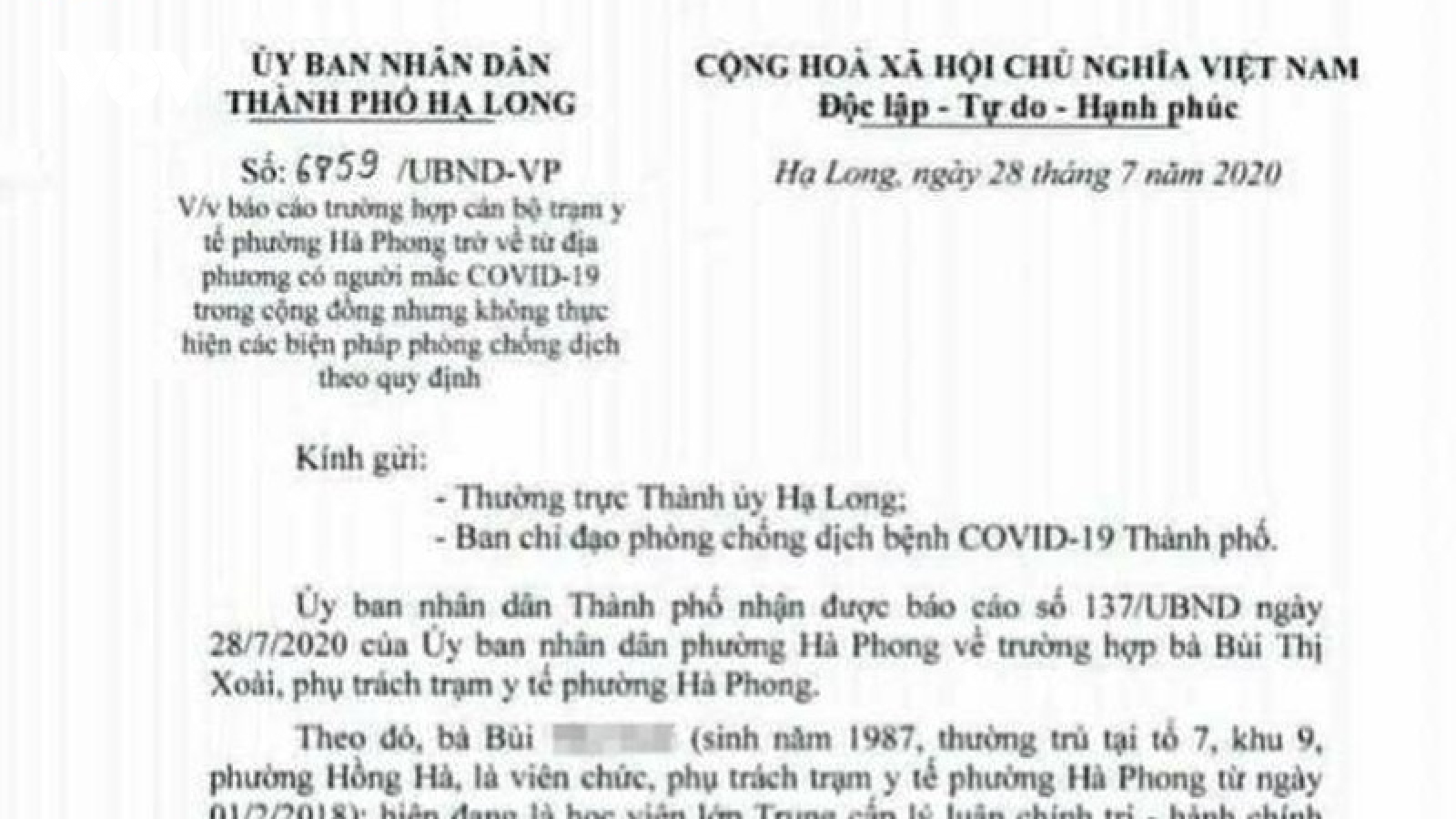 Nữ cán bộ y tế khai báo không trung thực, trạm y tế tạm dừng hoạt động