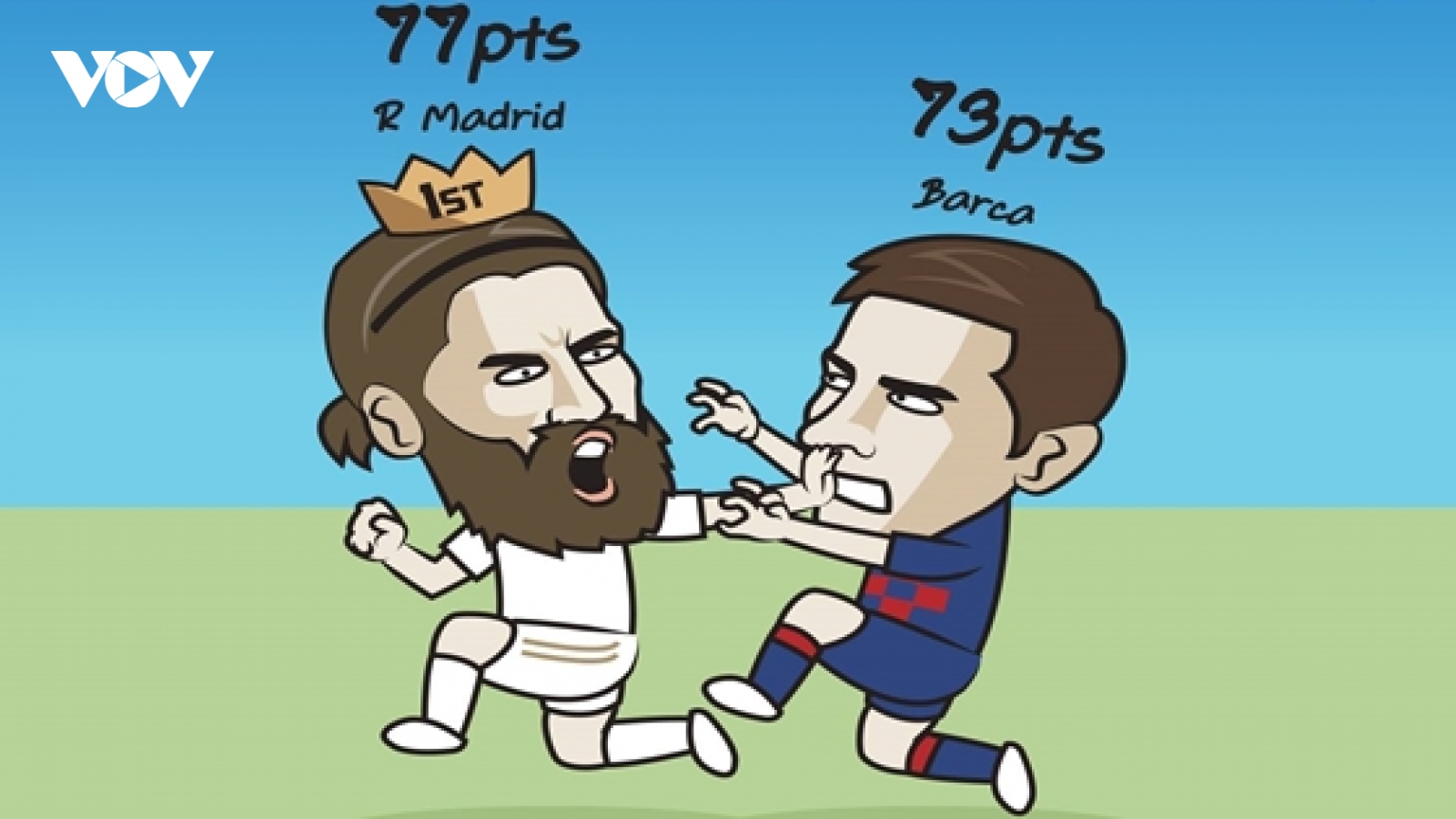 Biếm họa 24h: Lionel Messi bám đuổi Sergio Ramos trong vô vọng
