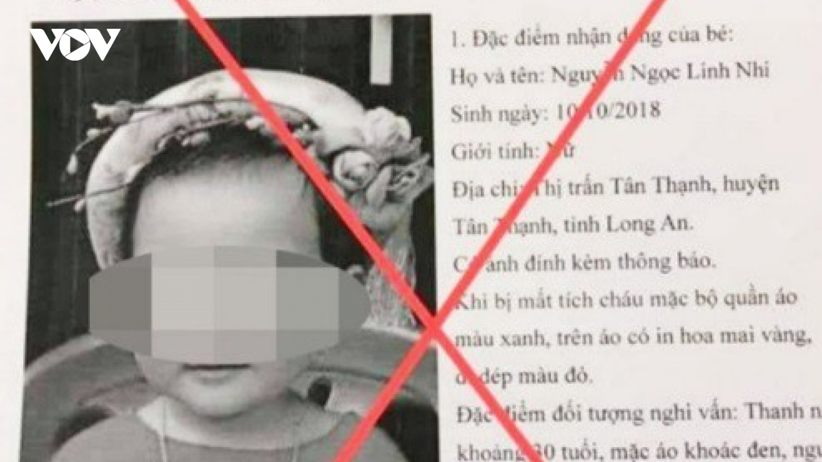 Triệu tập đối tượng giả mạo thông báo truy tìm bé gái bị bắt cóc