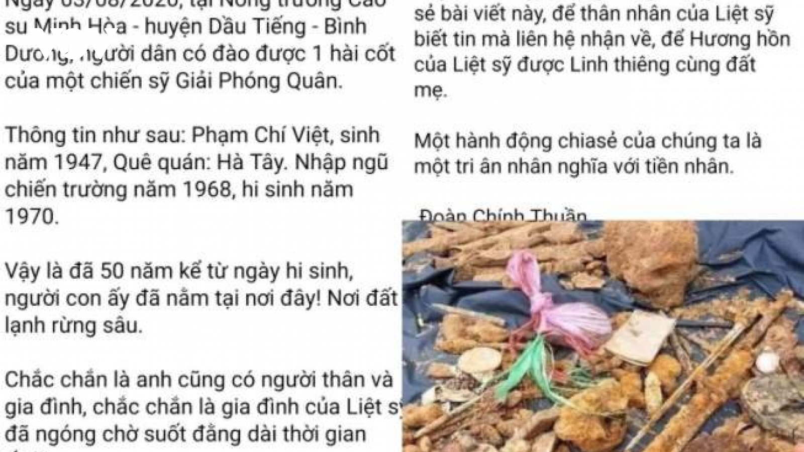 Điều tra xử lý hành vi bịa chuyện tìm thân nhân liệt sĩ ở Bình Dương