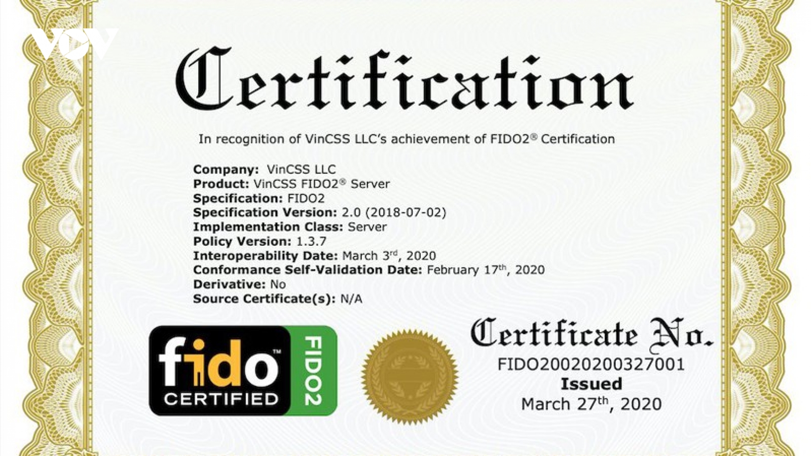 Vingroup đạt chuẩn FIDO2 thứ hai cho sản phẩm máy chủ xác thực mạnh