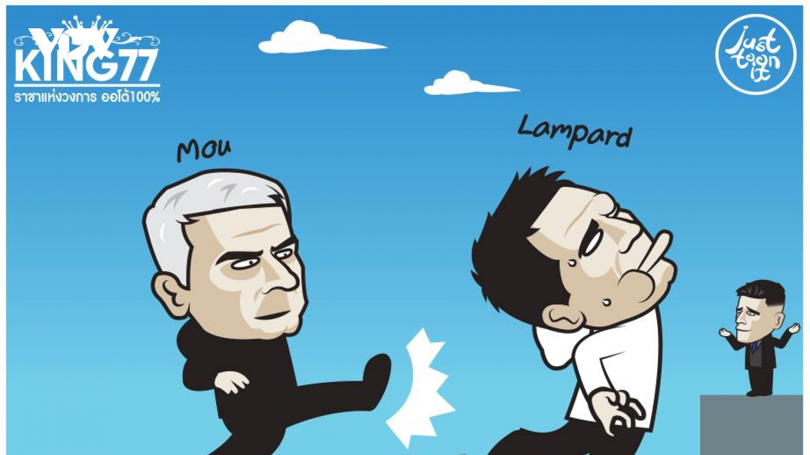 Biếm họa 24h: HLV Mourinho không nể tình thầy trò, tung đòn đá Lampard