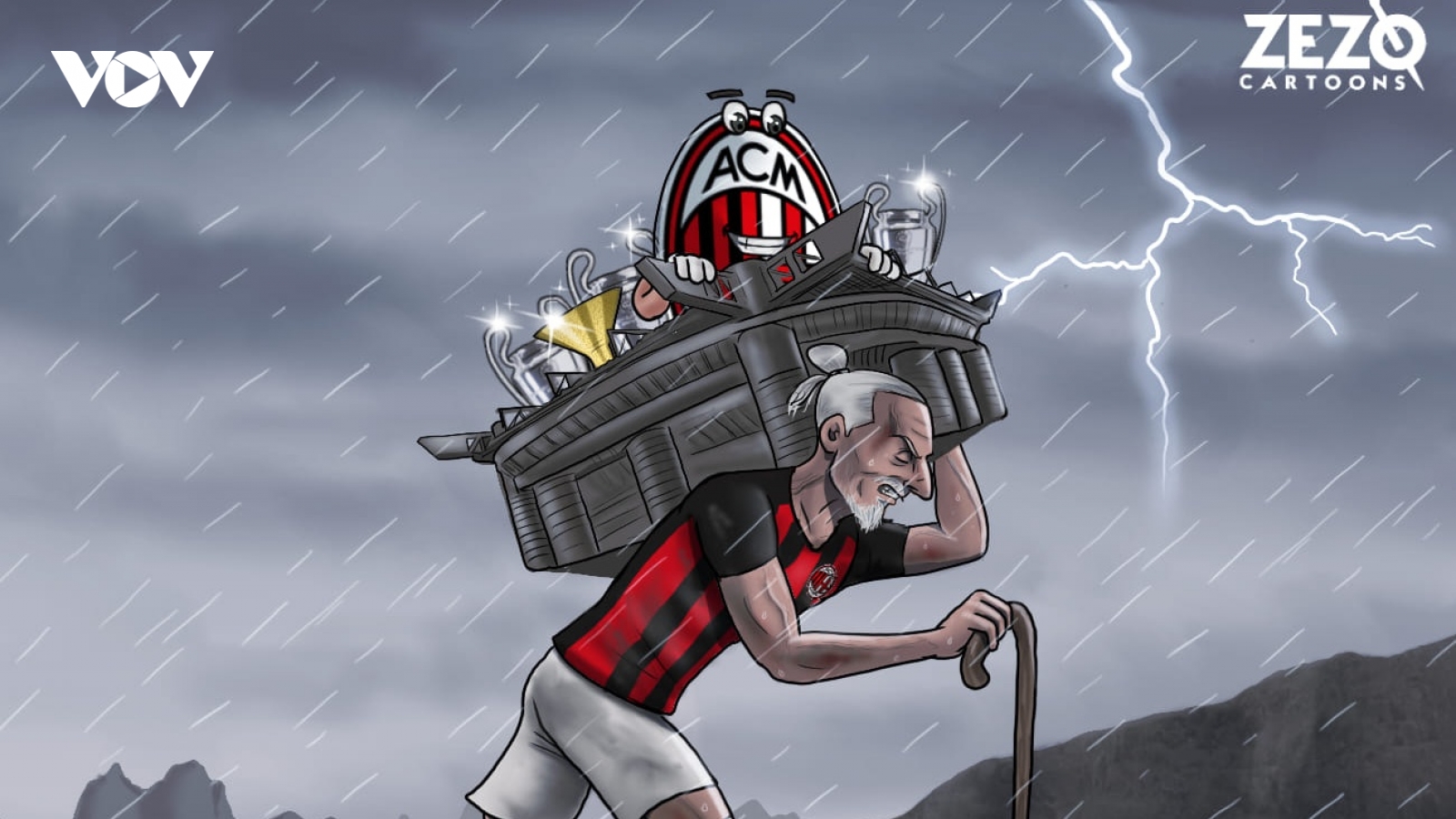 Biếm họa 24h: Ibrahimovic "còng lưng gánh" AC Milan